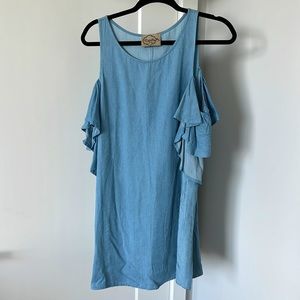 Deja Vu - Cold Shoulder Dress, Chambray, Size L